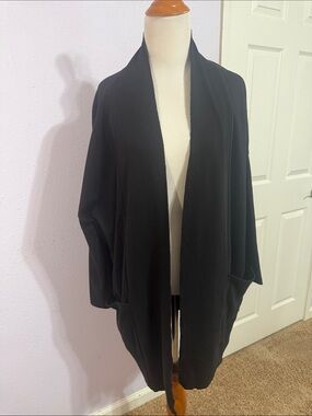 Pact Women Black 100% Organic Cotton Open-Front Pocket Cardigan Size XS/S